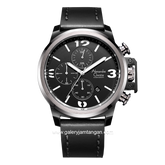 Alexandre Christie AC 6280 MC Black Ring Gray Leather Strap